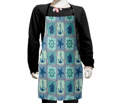 Ships Wheel Turquoise Kids Apron