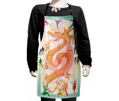 Colorful Dragon and Samurais Kids Apron