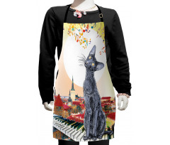 City Skyline Kitty Piano Kids Apron