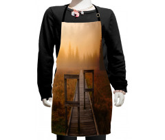 Foggy Day Fall Forest Kids Apron