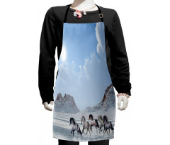 Snowy Day Wild Horse Kids Apron