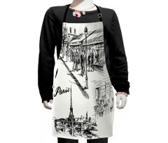 Retro Sketchy Paris Kids Apron