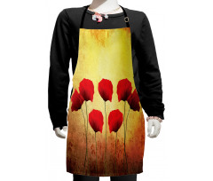 Retro Poppy Flowers Kids Apron