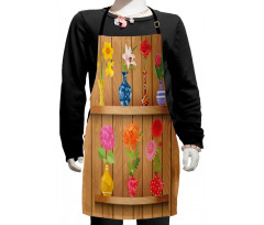 Cartoon Flowers in Vase Kids Apron