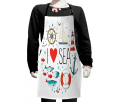 I Love Sea Words Kids Apron