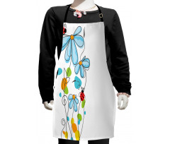 Cartoon Ladybugs Flowers Kids Apron