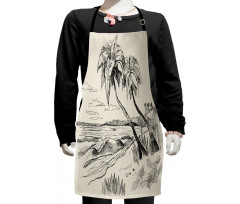 Tropical Beach Sketch Kids Apron