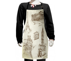 Travel over Europe Kids Apron