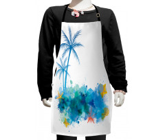 Seashells Blue Palm Art Kids Apron