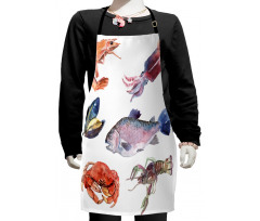 Sea Animals Watercolor Kids Apron