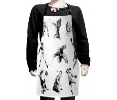 Sports Theme Sketch Kids Apron