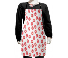 Red Lipsticks Kiss Marks Kids Apron