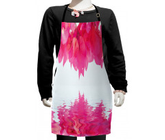 Pink Leaves on River Kids Apron