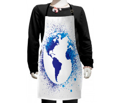 Globe Ink Effect Map Kids Apron