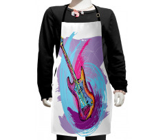 Hand Drawn Guitar Grunge Kids Apron