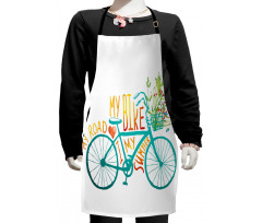 Blue Bike with Flowers Kids Apron