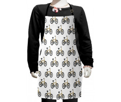 Yellow Bicycle Pattern Kids Apron