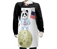 Astronaut on Moon Cartoon Kids Apron