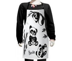 Hand Drawn Panda Poses Kids Apron