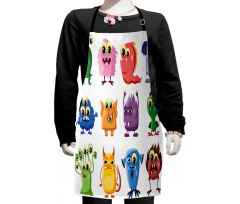 Cartoon Aliens Monsters Kids Apron