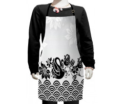 Black Swans and Flowers Kids Apron