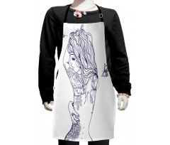 Young Girl with Tattoo Kids Apron