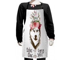 Flowers Feathers Husky Kids Apron