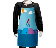 Lover Whales in Ocean Kids Apron