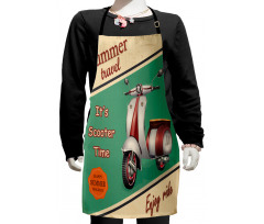 Retro Motorbike Words Kids Apron