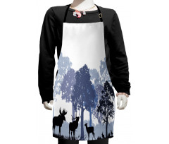 Grey Wild Forest Animals Kids Apron