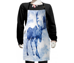 Blue Winter Antlers Tree Kids Apron