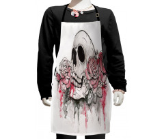 Skull Head Roses Kids Apron