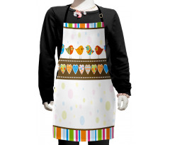 Birds Hearts Stripes Kids Apron