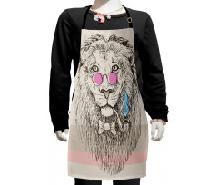 Lion Head Hipster Style Kids Apron