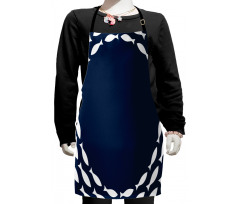 Ocean Navy Fish Circle Kids Apron