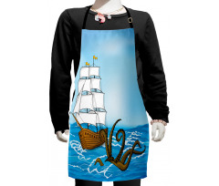 Ship in Waves and Kraken Kids Apron