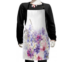 Pink Purple Flowers Kids Apron