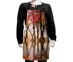 Fall Season River with Trees Kids Apron