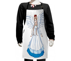 Cartoon with Angel Wings Kids Apron