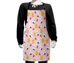 Striped Cartoon Style Kids Apron