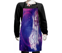 Purple Anime Fairy Sitting Kids Apron