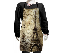 Eiffel Tower on Grunge Wall Kids Apron