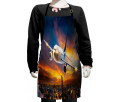 Night Scene with Plane Kids Apron