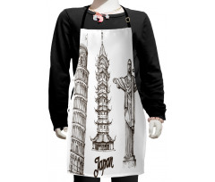 Japanese Style Building View Kids Apron