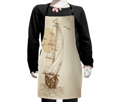 Sailing Ship Birds Sun Kids Apron