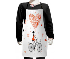 Romantic Cyclist Girl Kids Apron