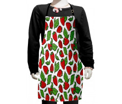 Juicy Strawberries Leaves Kids Apron