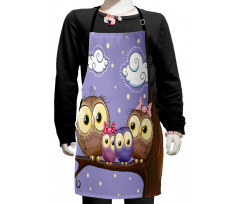 Cartoon Style Owl Family Kids Apron