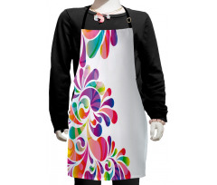 Curvy Floral Design Kids Apron