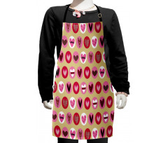 Cartoon Style Hearts Kids Apron